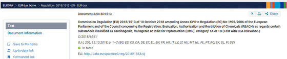 Καταχώριση 72 του κανονισμού (ΕΕ) 2018/1513 της Επιτροπής για την τροποποίηση του παραρτήματος XVII του κανονισμού (ΕΚ) αριθ. 1907/2006